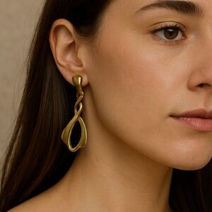 Dangle earrings post pierced goldtone 2” long